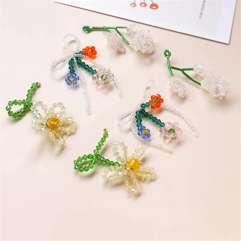 Glass Beads Flower Charms DIY Earring Accessory Lot of 10pcs