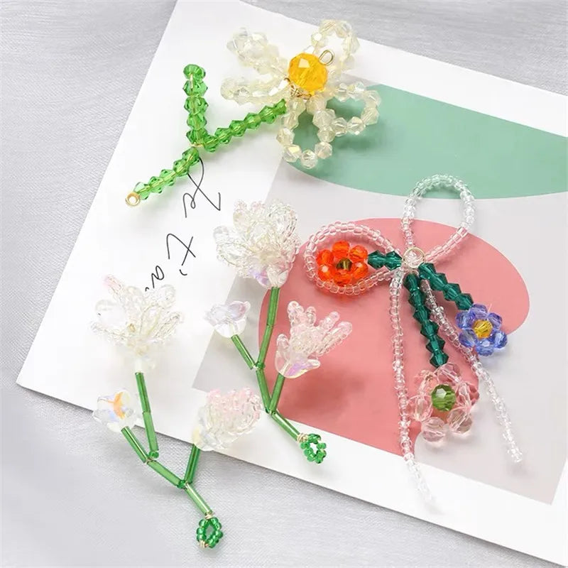 Glass Beads Flower Charms DIY Earring Accessory Lot of 10pcs