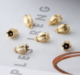 Cartoon 3D Rose Buds Copper Flowers Floating Locket Charms DIY Earring Pendant
