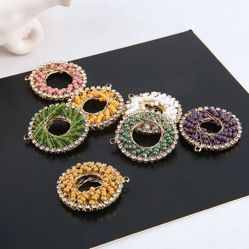 Round Geometry Copper Charms DIY Earring Accessory (12pcs/lot)