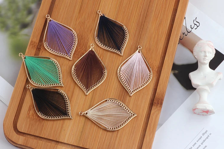 12pcs Cotton Core Charms Leaves Shape Alloy Floating Locket DIY Jewelry Making