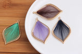 12pcs Cotton Core Charms Leaves Shape Alloy Floating Locket DIY Jewelry Making