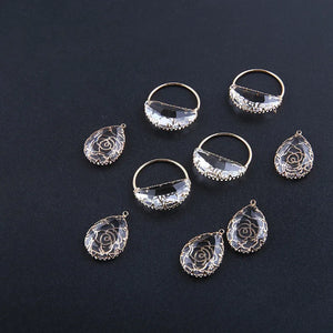 Glass Core Copper Locket Charms DIY Jewelry Earring Accessory