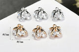 20pcs/lot 7mm Zircon Copper Flower Charms DIY Jewelry