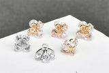 20pcs/lot 7mm Zircon Copper Flower Charms DIY Jewelry