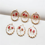 Dried Flower Rounds Alloy Charms DIY Earring Accessory