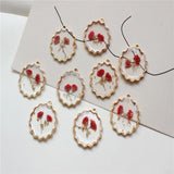 Dried Flower Rounds Alloy Charms DIY Earring Accessory