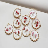Dried Flower Rounds Alloy Charms DIY Earring Accessory