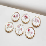Dried Flower Rounds Alloy Charms DIY Earring Accessory