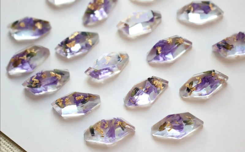 Natural Dried Flower Resin Beads DIY Jewelry Earring Accessory