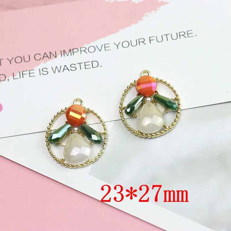 20pcs Beads Dolls Geometry Alloy Locket Charms DIY Jewelry
