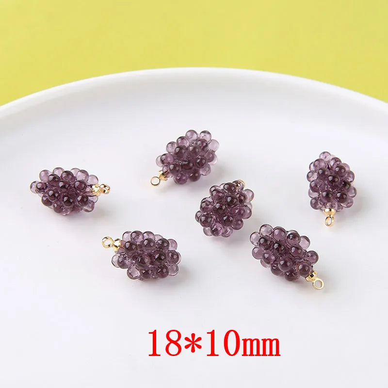 20pcs Resin Grape Shape Beads Charms DIY Earring Pendant Accessory
