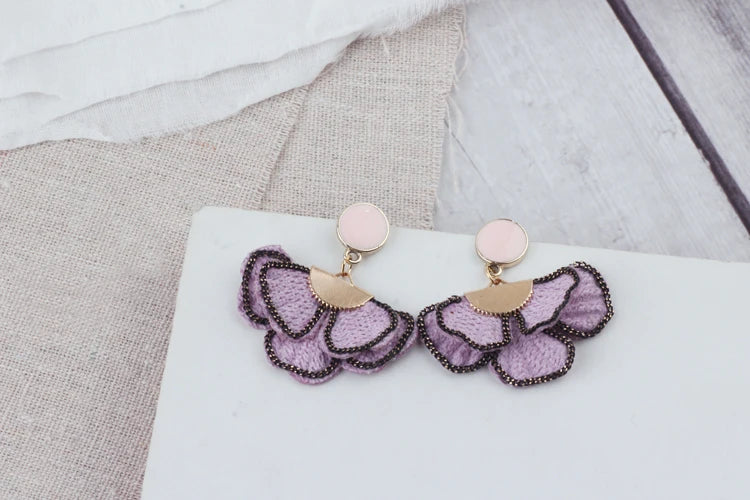 Polyester Flowers Shape Charms for DIY Earrings Pendants
