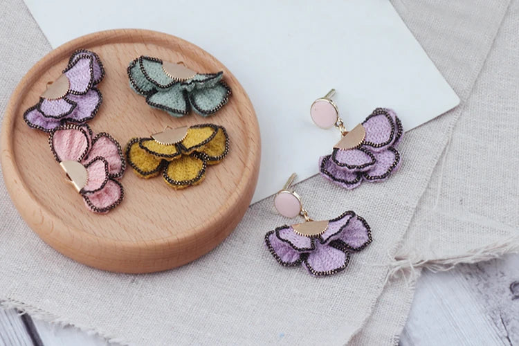Polyester Flowers Shape Charms for DIY Earrings Pendants