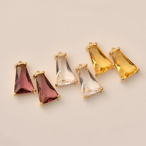 20pcs Trapezoid Shape Copper Locket Charms for DIY Earring Jewelry