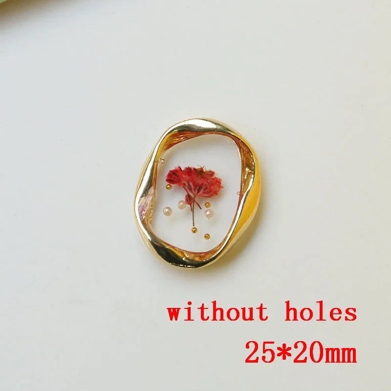 Nature Dried Flowers Geometry Alloy Charms for Earring DIY