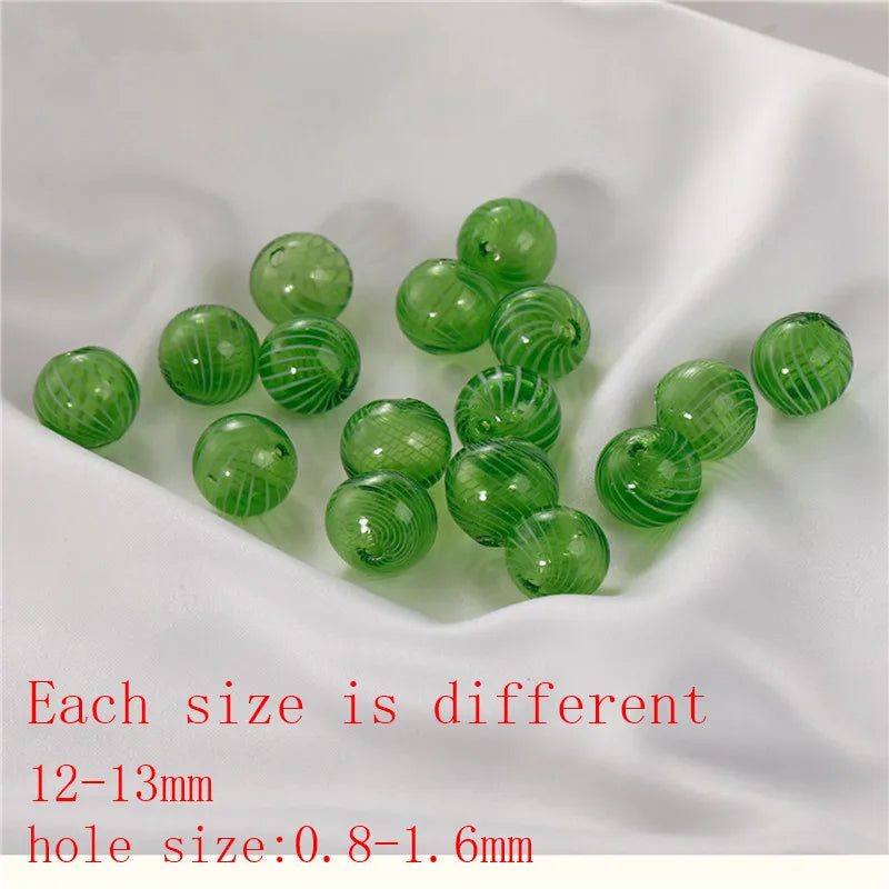 20pcs/lot Stripe Pattern Glass Beads DIY Jewelry Earring Pendant