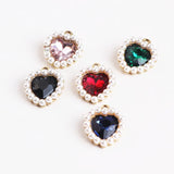 20pcs/lot Hearts Shape Alloy Pearl Inlay Charms DIY Jewelry Making Accessory