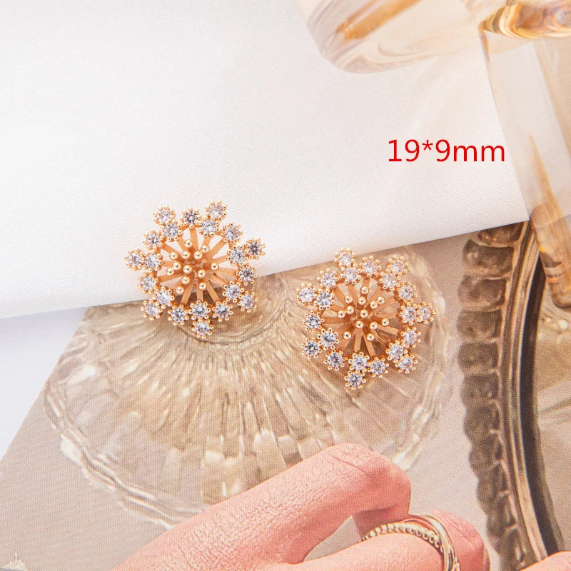 Zircon Cartoon Flowers Shape Copper Floating Locket Charms