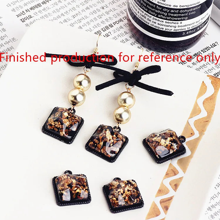 Polygon Resin Core Decoration Alloy Charms for DIY Jewelry