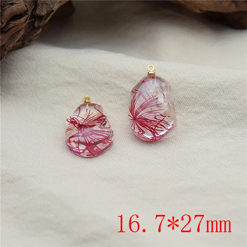 30pcs Dried Flowers Core Resin Beads DIY Jewelry Earring Accessory
