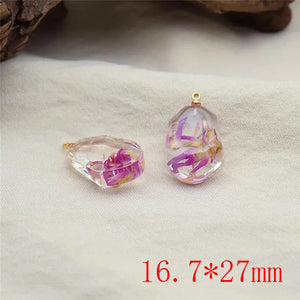 30pcs Dried Flowers Core Resin Beads DIY Jewelry Earring Accessory