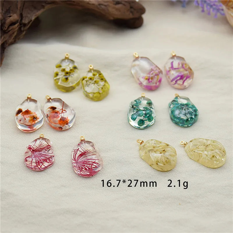 30pcs Dried Flowers Core Resin Beads DIY Jewelry Earring Accessory