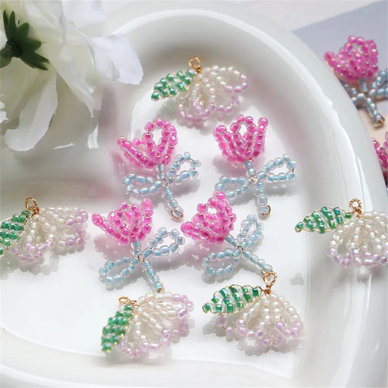 Beads Decoration Weave Flowers Charms DIY Jewelry Earring Accessory