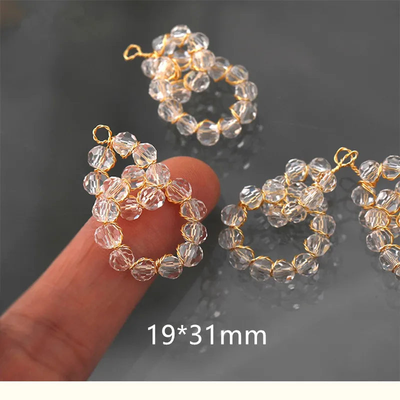 30pcs Transparent Beads Rounds Shape Copper Charms DIY Jewelry