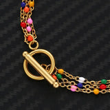 Bohemian Multilayers Stainless Steel Enamel Beads Chain Bracelet