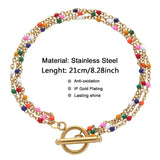 Bohemian Multilayers Stainless Steel Enamel Beads Chain Bracelet