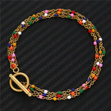 Bohemian Multilayers Stainless Steel Enamel Beads Chain Bracelet