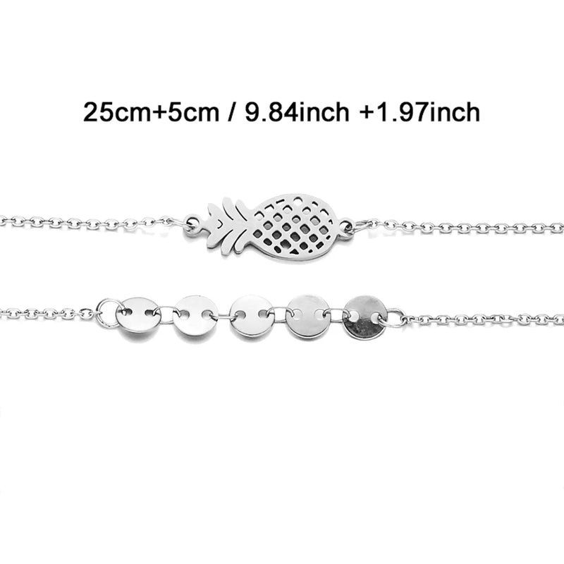 MinaMaMa Stainless Steel Sequin Chain Anklet Foot Chain