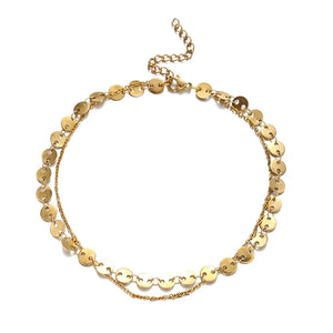 MinaMaMa Stainless Steel Sequin Chain Anklet Foot Chain