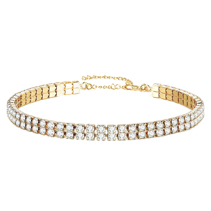 Double Row Crystal Tennis Bracelet for Women
