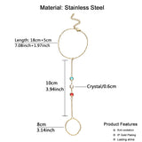 Colorful Crystal Link Chain Finger Bracelet Hand Jewelry