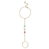Colorful Crystal Link Chain Finger Bracelet Hand Jewelry