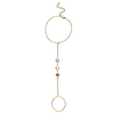 Colorful Crystal Link Chain Finger Bracelet Hand Jewelry