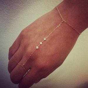 Colorful Crystal Link Chain Finger Bracelet Hand Jewelry