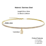 Stainless Steel Crystal Choker Initial Alphabet Pendant Necklaces