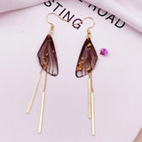 Halloween Christmas Resin Butterfly Wings Earrings Rhinestone Drop Earrings