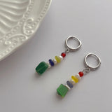 Minar Bohemian Resin Beads Hoop Earrings Multicolor Statement Jewellery