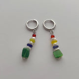 Minar Bohemian Resin Beads Hoop Earrings Multicolor Statement Jewellery