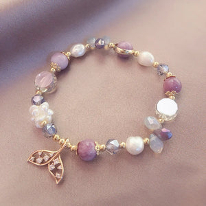Minar Rhinestone Mermaid Tail Beaded Bracelet for Women