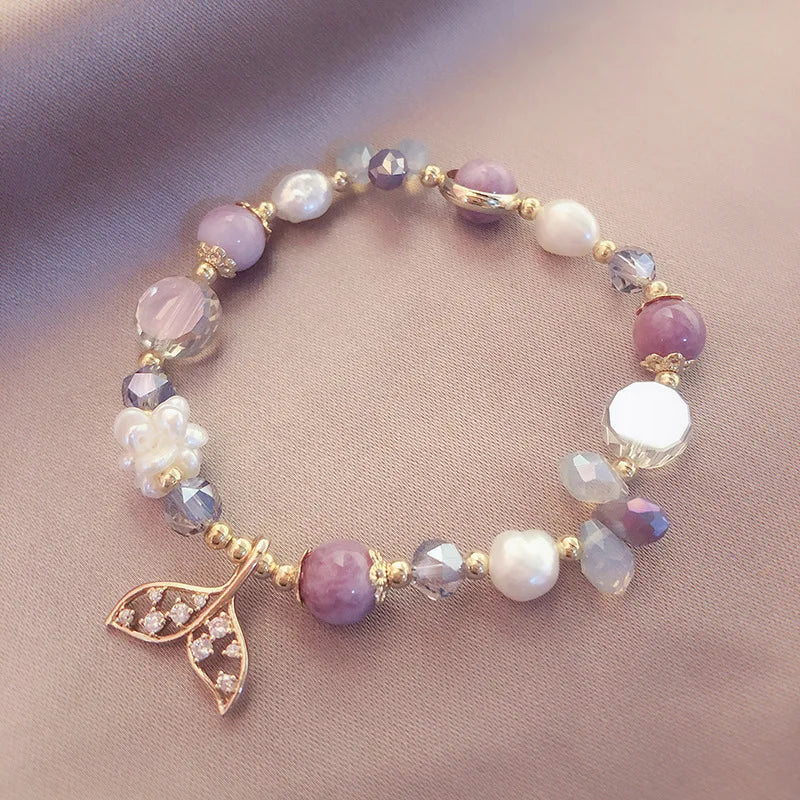 Minar Rhinestone Mermaid Tail Beaded Bracelet for Women