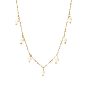 Minar Classic Freshwater Pearl Charm Necklace Tassel Choker 14K Plated