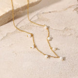 Minar Classic Freshwater Pearl Charm Necklace Tassel Choker 14K Plated