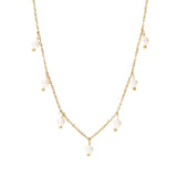 Minar Classic Freshwater Pearl Charm Necklace Tassel Choker 14K Plated