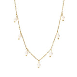 Minar Classic Freshwater Pearl Charm Necklace Tassel Choker 14K Plated