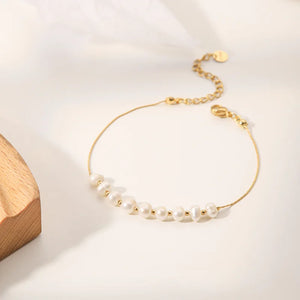 Minar Classic Pearl Beaded Bracelet Women 18K Plated Charm Jewel